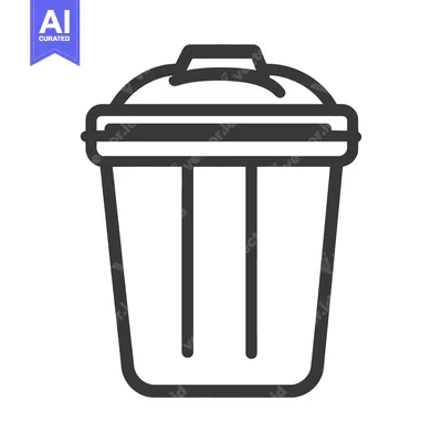 A graphical depiction of a covered container for disposing waste