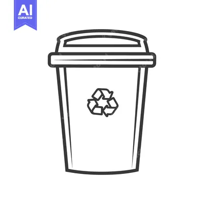 Aset desain premium: A simple line art drawing of a recycling container
