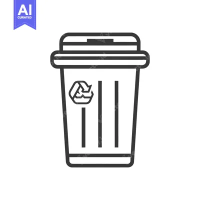 Aset premium populer: A black and white illustration of a recycling bin