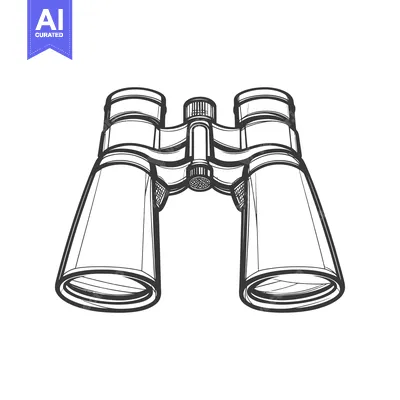 Aset premium populer: A Black And White Illustration Depicting Classic Binoculars