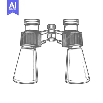 Aset premium populer: A black and white illustration of a pair of binoculars