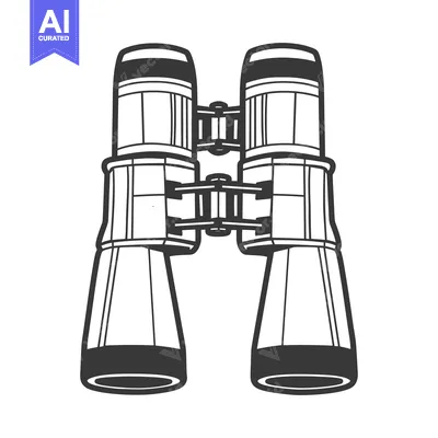Aset desain premium: A close up illustration of a pair of binoculars is displayed