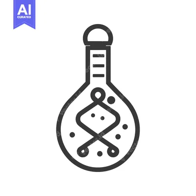 Aset premium populer: A stylized illustration showing a flask with genetic structure inside