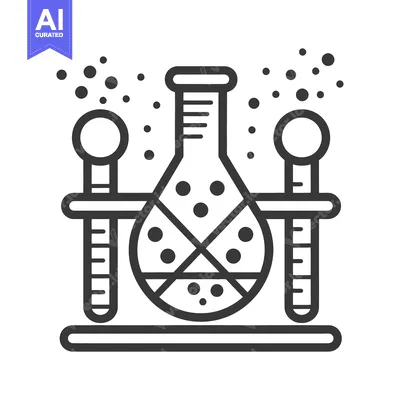 Aset premium populer: A stylized image of laboratory glassware and chemical reaction