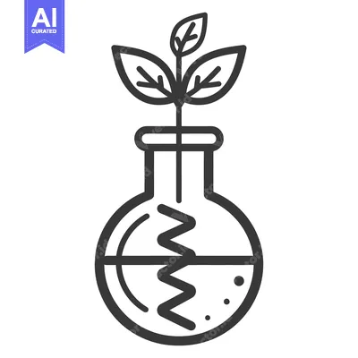 Aset desain premium: A plant is sprouting inside a laboratory glassware container