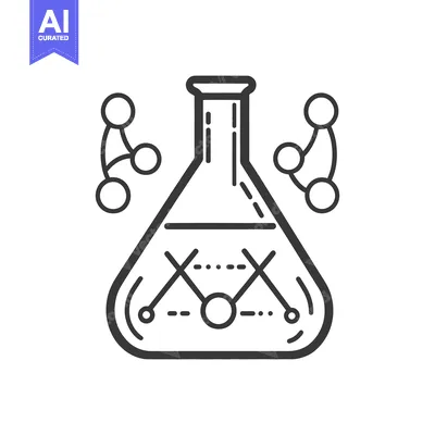 Premium design asset: Laboratory glassware and molecular structures in a scientific illustra