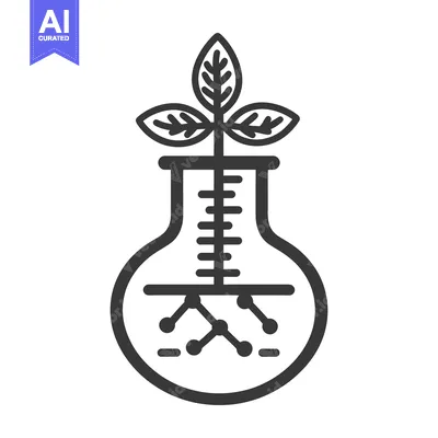 Popular premium asset: A plant growing in a laboratory flask represents biology research