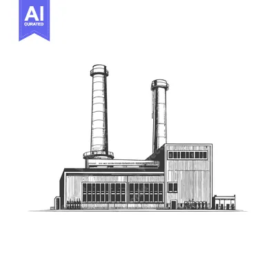 Aset premium populer: Industrial Power Plant Building Sketch Illustration