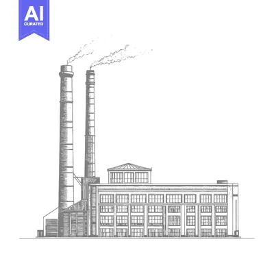 Aset premium populer: Factory Building with Tall Smoke Stacks emitting Smoke