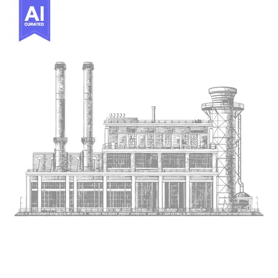 Premium design asset: Industrial Factory Building Architectural Sketch Drawing