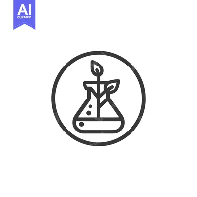 Aset premium populer: Minimalist Icon: Flask with Plant Growth in Circle, Black and White De