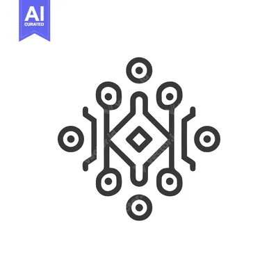 Aset desain premium: Abstract Geometric Pattern: Diamond Center with Circular Nodes and Con