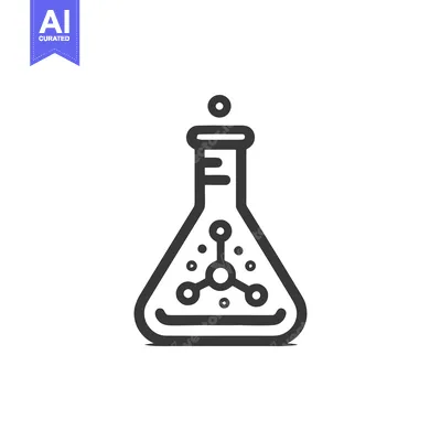 Popular premium asset: Simple Line Art of a Beaker with Chemical Formula