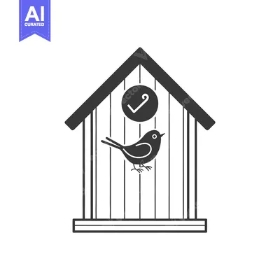 Aset premium populer: A bird inside its wooden house with a checkmark symbol