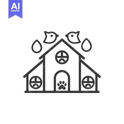Birdhouse with Paw Print and Raindrops