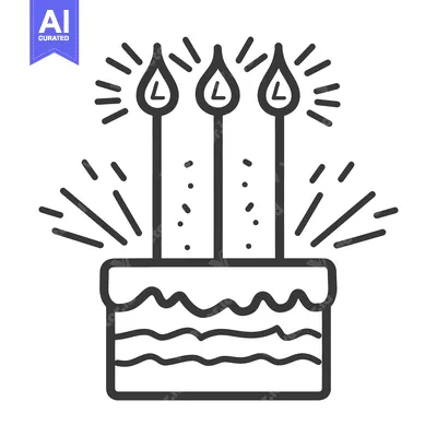 Aset desain premium: Simple drawing of a cake with candles illuminating from above