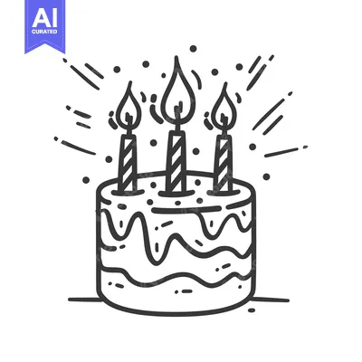 Aset desain premium: A decorated cake with three lit candles celebrating a special occasion