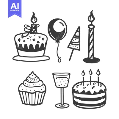 Popular premium asset: Black and white illustrations of various celebratory party objects