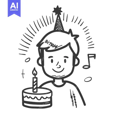 Aset premium populer: A smiling person is holding a cake on their special day