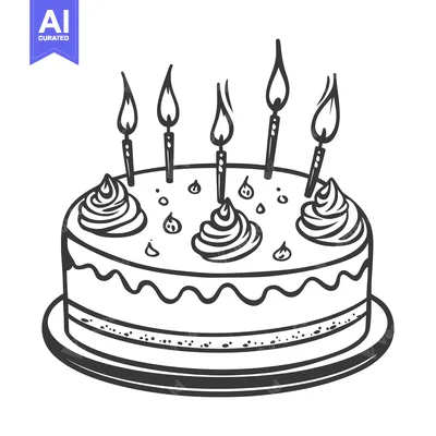 Aset desain premium: A delightful cake decorated with lit candles on a white background