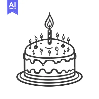 Aset premium populer: A layered decorated birthday cake with many lit candles on top