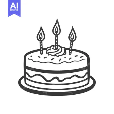 Premium design asset: A Simple Black And White Birthday Cake With Lit Candles