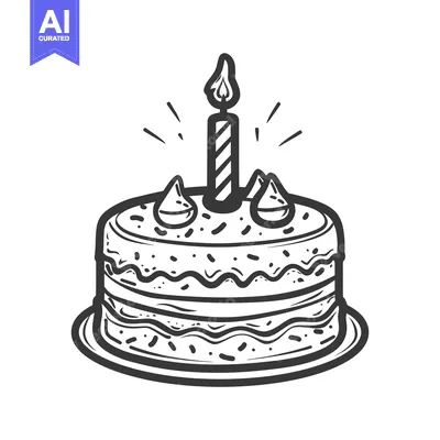Popular premium asset: A birthday cake with a lit candle and decorative frosting details