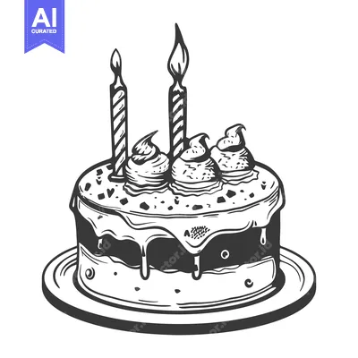 Premium design asset: A delicious decorated cake with lit candles on a serving plate