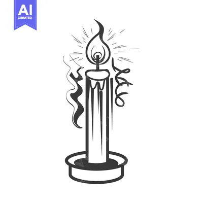 Premium design asset: A lit candle with decorative elements and wisps of smoke