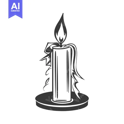 Premium design asset: A Simple Black And White Illustration Of A Burning Candle