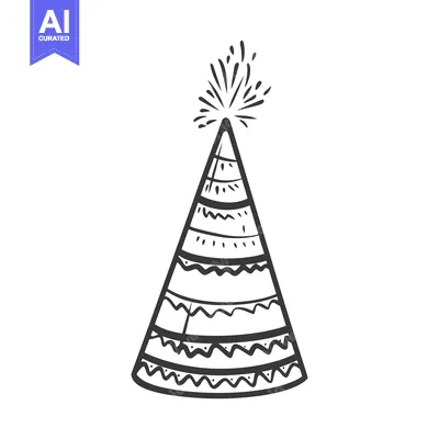 Premium design asset: A decorative party hat with starburst design on top