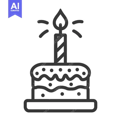 Aset premium populer: A birthday cake decorated with a burning candle ready for celebrations