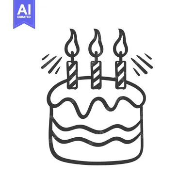 Aset premium populer: A hand drawn image depicting a delicious cake with candles