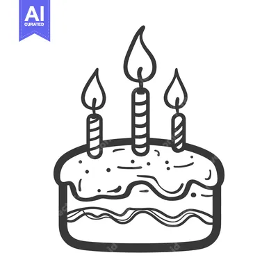 Aset premium populer: A simple birthday cake with three lit candles ready to celebrate