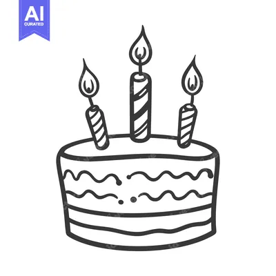 Aset desain premium: A simple black and white image of a cake with candles