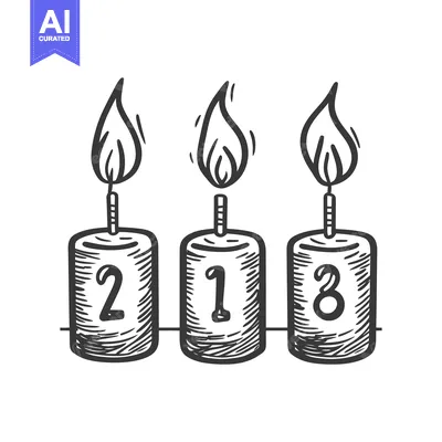Aset premium populer: Hand drawn illustration featuring three lit numbered candles