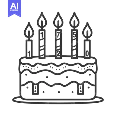Aset desain premium: A decorated cake with lit candles showing a number