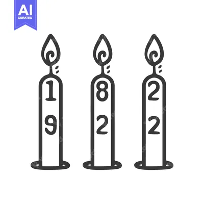 Popular premium asset: Three burning birthday candles display the years nineteen eighty two a