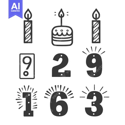 Popular premium asset: Various celebratory candles and numbers composed in a simple design