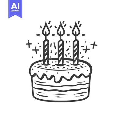 A birthday cake with lit candles and festive celebratory decorations