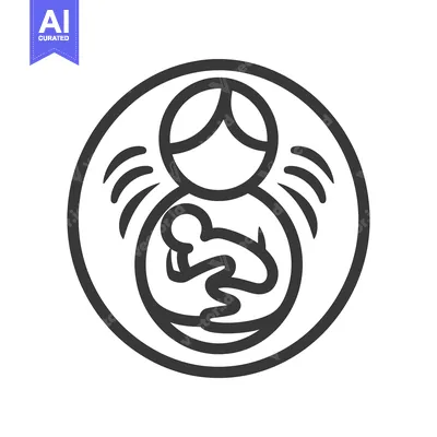 Popular premium asset: A mother holding her baby inside a simple circular emblem