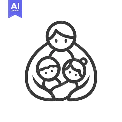 Popular premium asset: A simple illustration depicting a mother and her two children