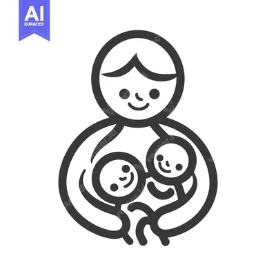 Aset premium populer: A mother lovingly embraces two smiling children in a caring hug