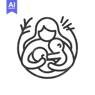 Aset premium populer: Mother holding child with plant accents in a circle design