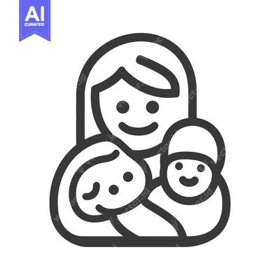 Popular premium asset: A smiling mother embracing two small happy children closely