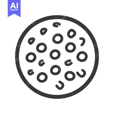 Aset premium populer: A graphic illustration depicting a round pizza with toppings presented