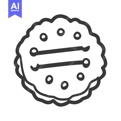 Aset premium populer: A simple line drawing depicting a round cracker sandwich