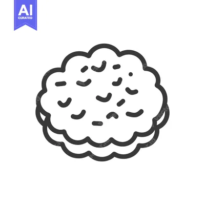 Aset desain premium: An outline drawing of a layered fluffy pastry dessert
