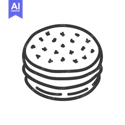 Aset premium populer: A stack of pancakes with toppings depicted in line art