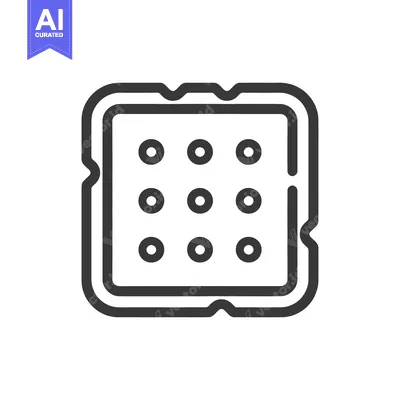 Premium design asset: A square computer processor with small circular connection points show